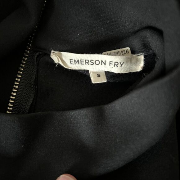 Emerson Fry Edie Top Black Ponte High Neckline Boxy Size Small - Picture 4 of 4